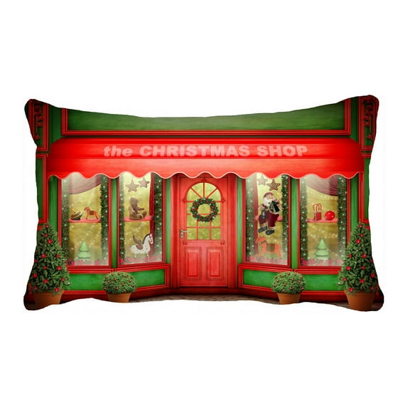 ABPHQTO Red Christmas Shop Toys Pillow Case Pillow Cover Pillow Protector Two Sides For Couch Bed 20x30 Inch