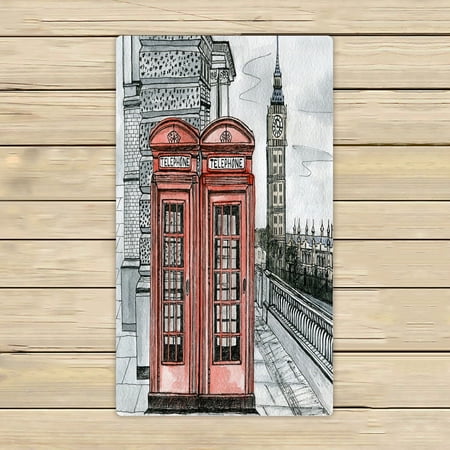ABPHQTO Red Phone Booth On The Street In London Towels Beach Bath Pool Sprot Travel Hand Spa Towel 16x28 Inch