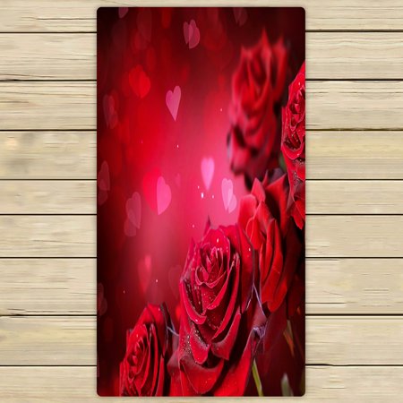 ABPHQTO Red Roses Bouquet Flowers Valentine'S Day Towels Beach Bath Pool Sprot Travel Hand Spa Towel 30x56 Inch