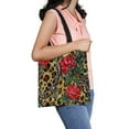 thumbnail image 1 of ABPHQTO Red Roses Laces On A Leopard Canvas Bag Reusable Tote Grocery Shopping Bags Tote Bag 14x16 inch, 1 of 2