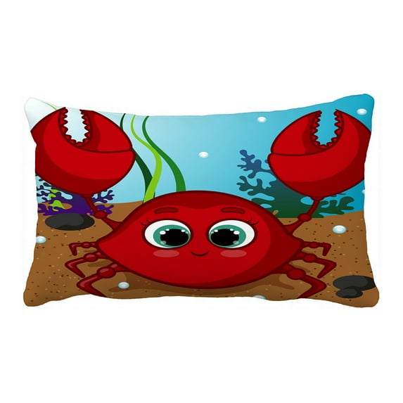 ABPHQTO Red Sweet Crab Character Underwater World Smiling Crab Pillow Case Pillow Cover Pillow Protector Two Sides For Couch Bed 20x30 Inch