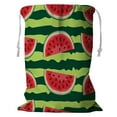 thumbnail image 1 of ABPHQTO Red Watermelon Slice On Striped Green Storage Basket Laundry Bag with Drawstring 18x24 Inch, 1 of 3