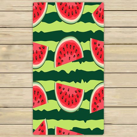 ABPHQTO Red Watermelon Slice On Striped Green Towels,Beach Bath Pool Sprot Travel Hand Spa Towel 30x56 Inch
