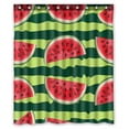 thumbnail image 1 of ABPHQTO Red Watermelon Slice On Striped Green Waterproof Polyester Shower Curtain and Hooks For Home Decor 60x72 Inch, 1 of 1