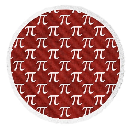 ABPHQTO Red White Pi Symbol Round Beach Blanket with Tassels Beach Throw Towel Yoga Mat Picnic Blanket