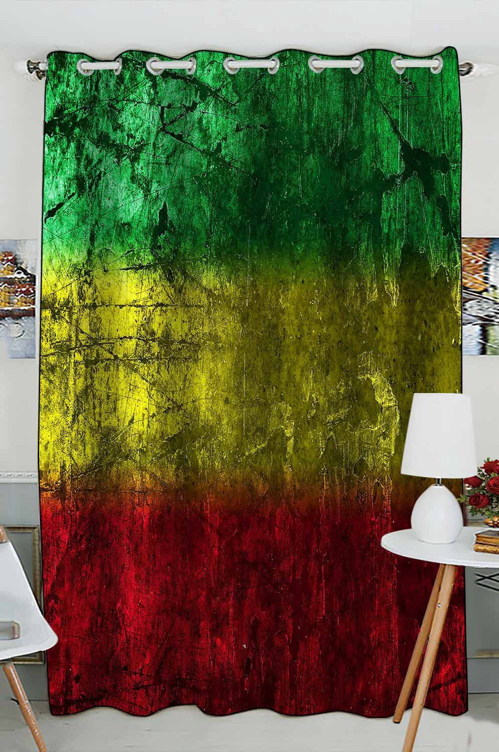 LADAYVOGUE Blackout Curtains - Green Botanical Leaves Pattern - 52x84 Inches - Total Darkness, Perfect For Bedrooms