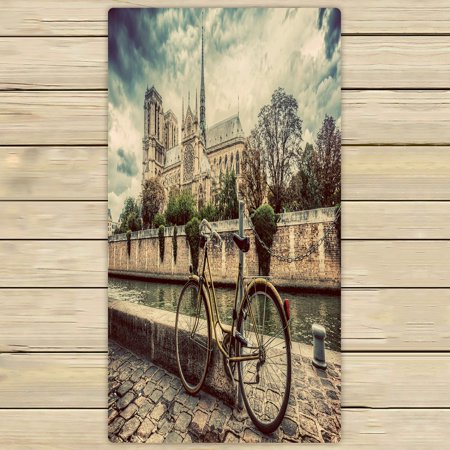 ABPHQTO Retro Bike In Paris Towels Beach Bath Pool Sprot Travel Hand Spa Towel 30x56 Inch