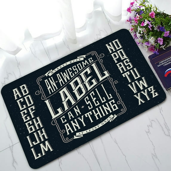 ABPHQTO Retro Font Set Ornament Frame Doormat Entrance Rug Area Rug Floor Mat Home Decor 30x18 Inch