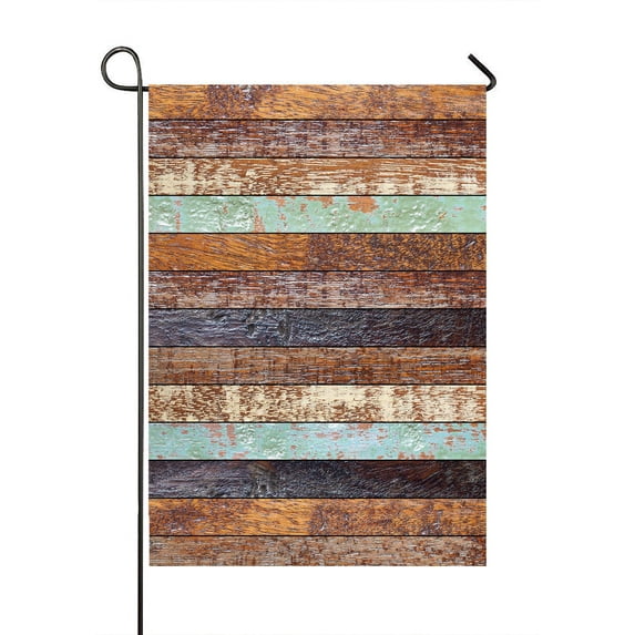 ABPHQTO Retro Wooden Panel Texture Home Outdoor Garden Flag House Banner Size 28x40 Inch