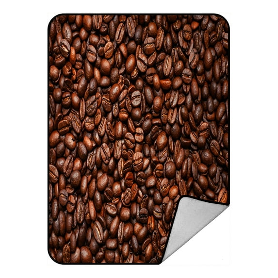 ABPHQTO Roasted Coffee Beans Fleece Blanket Fleece Back Throw Blanket 58x80inch