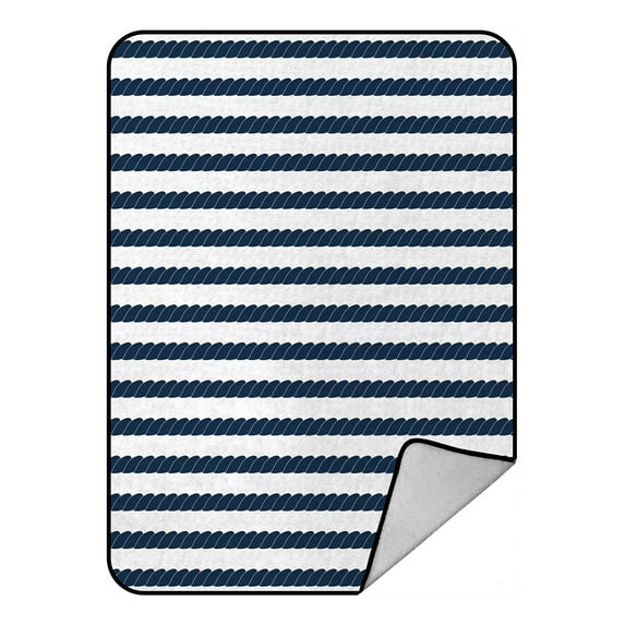 ABPHQTO Rope Striped Pattern Fleece Blanket Fleece Back Throw Blanket 58x80inch