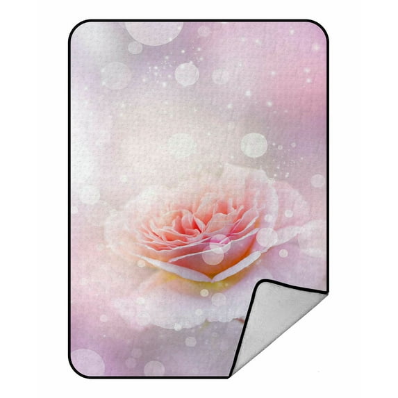 ABPHQTO Rose In Vintage Style Pink Flower Fleece Blanket Fleece Back Throw Blanket 58x80 Inch