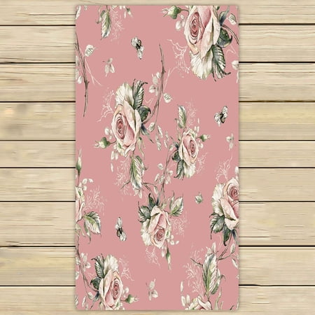 ABPHQTO Rose Pattern And Bumble Bee Towels,Beach Bath Pool Sprot Travel Hand Spa Towel 30x56 Inch