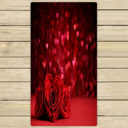 ABPHQTO Roses Bouquet Hearts Valentine Towels Beach Bath Pool Sprot Travel Hand Spa Towel 30x56 Inch
