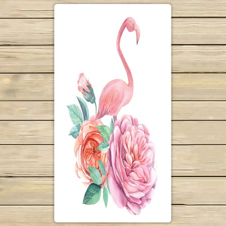 ABPHQTO Roses Flowers Flamingo Towels,Beach Bath Pool Sprot Travel Hand Spa Towel 30x56 Inch