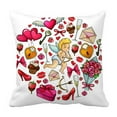thumbnail image 1 of ABPHQTO Round Template With Valentine’S Day Icons Pillow Case Pillow Cover Pillow Protector Two Sides For Couch Bed 18x18 Inch, 1 of 1