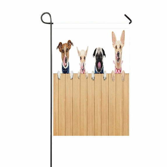 ABPHQTO Row Dogs Ongue Wood White Home Outdoor Garden Flag House Banner Size 12x18 Inch