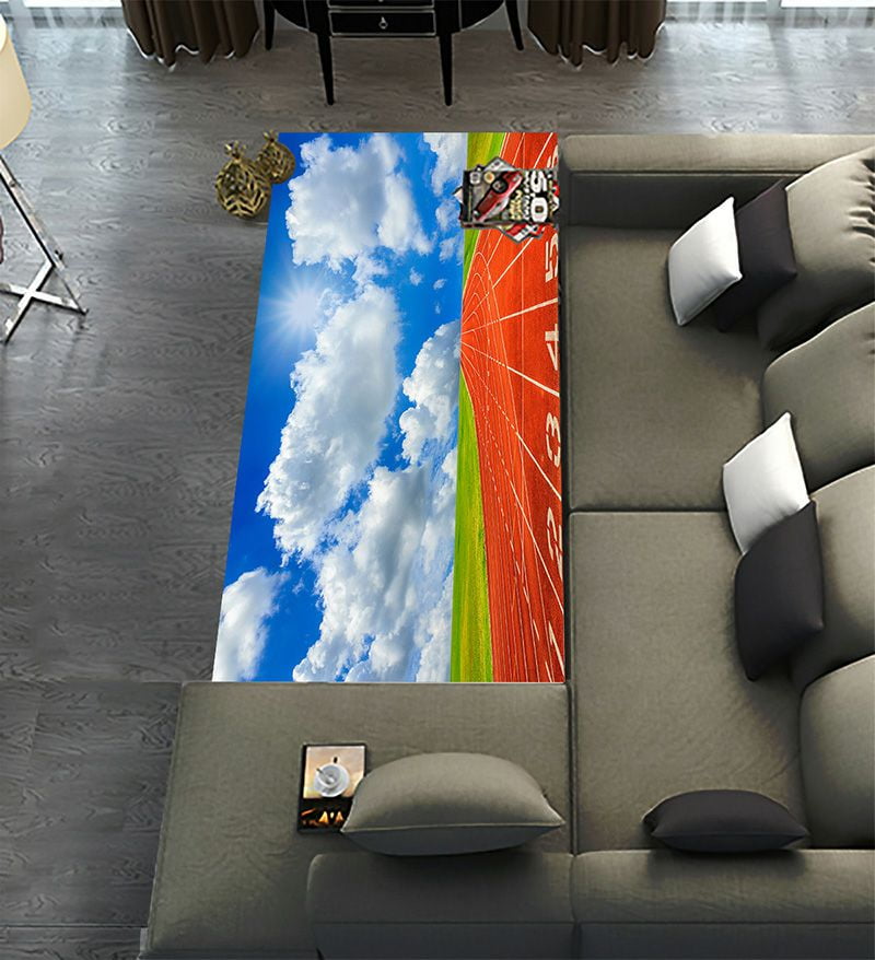 ABPHQTO Running Track Sky Clouds Runner Rug 4 x 12ft Long Area Rug ...