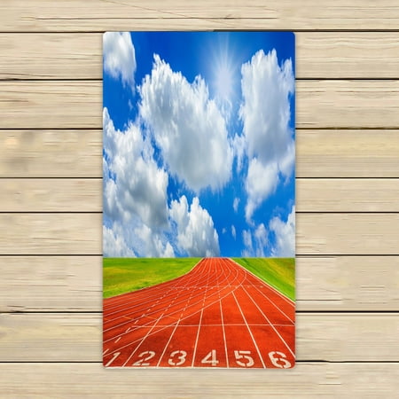 ABPHQTO Running Track Sky Clouds Towels,Beach Bath Pool Sprot Travel Hand Spa Towel 16x28 Inch