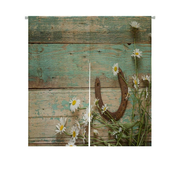 ABPHQTO Rustic Rusty Horseshoe And Daisies Japanese Noren Curtain Doorway Door Window Treatment Curtains Cotton Linen Curtain 85x90 cm