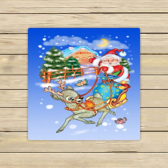 ABPHQTO Santa Claus In A Sleigh Towels,Beach Bath Pool Sprot Travel Hand Spa Towel 13x13 Inch