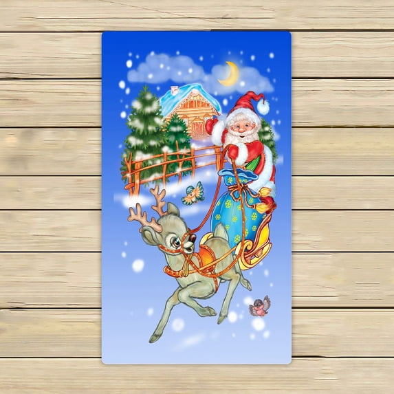 ABPHQTO Santa Claus In A Sleigh Towels,Beach Bath Pool Sprot Travel Hand Spa Towel 16x28 Inch