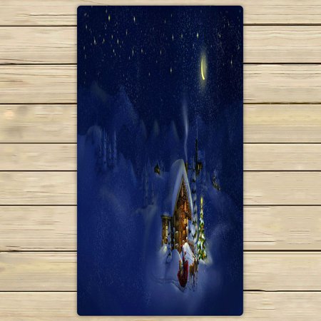 ABPHQTO Santa Claus Presentsdeers Log Cabin Christmas Tree Towels,Beach Bath Pool Sprot Travel Hand Spa Towel 30x56 Inch