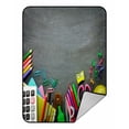 thumbnail image 1 of ABPHQTO School Supplies On Blackboard Fleece Blanket Fleece Back Throw Blanket 58x80 Inch, 1 of 1