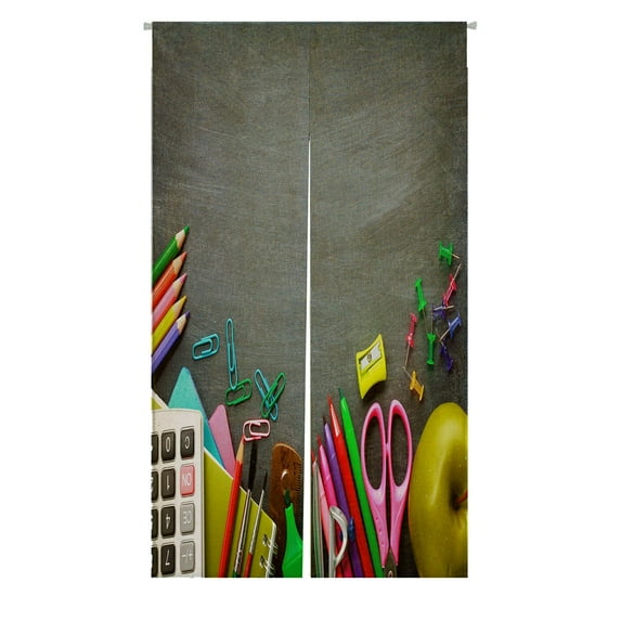 ABPHQTO School Supplies On Blackboard Japanese Noren Curtain Doorway Door Window Treatment Curtains Cotton Linen Curtain 85x150 cm