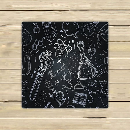 ABPHQTO Science Lab Objects Doodle Sketches Over Blackboard Towels,Beach Bath Pool Sprot Travel Hand Spa Towel 13x13 Inch