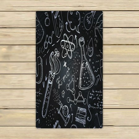 ABPHQTO Science Lab Objects Doodle Sketches Over Blackboard Towels,Beach Bath Pool Sprot Travel Hand Spa Towel 16x28 Inch