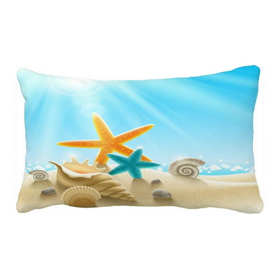 ABPHQTO Sea Inhabitants On A Beach Sand Pillow Case Pillow Cover Pillow Protector Two Sides For Couch Bed 20x30 Inch