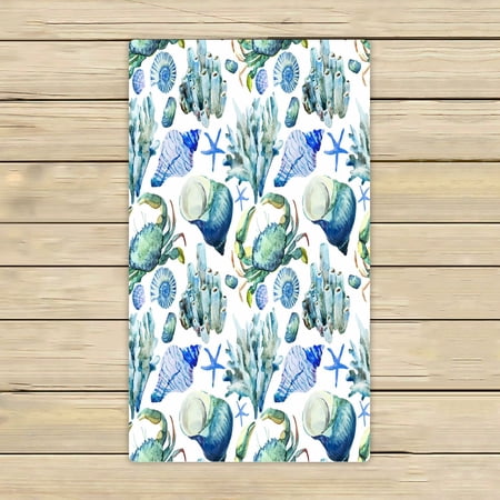 ABPHQTO Sea Ocean Shell Coral Crab Water Color Towels,Beach Bath Pool Sprot Travel Hand Spa Towel 16x28 Inch