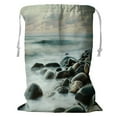thumbnail image 1 of ABPHQTO Sea Rocks Stones Teal Tone Storage Basket Laundry Bag with Drawstring 18x24 Inch, 1 of 3