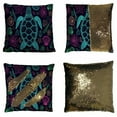 thumbnail image 1 of ABPHQTO Sea Turtle Shells In Line Art Style Reversible Mermaid Sequin Pillow Case Home Decor Cushion Cover 20x20 Inch, 1 of 2