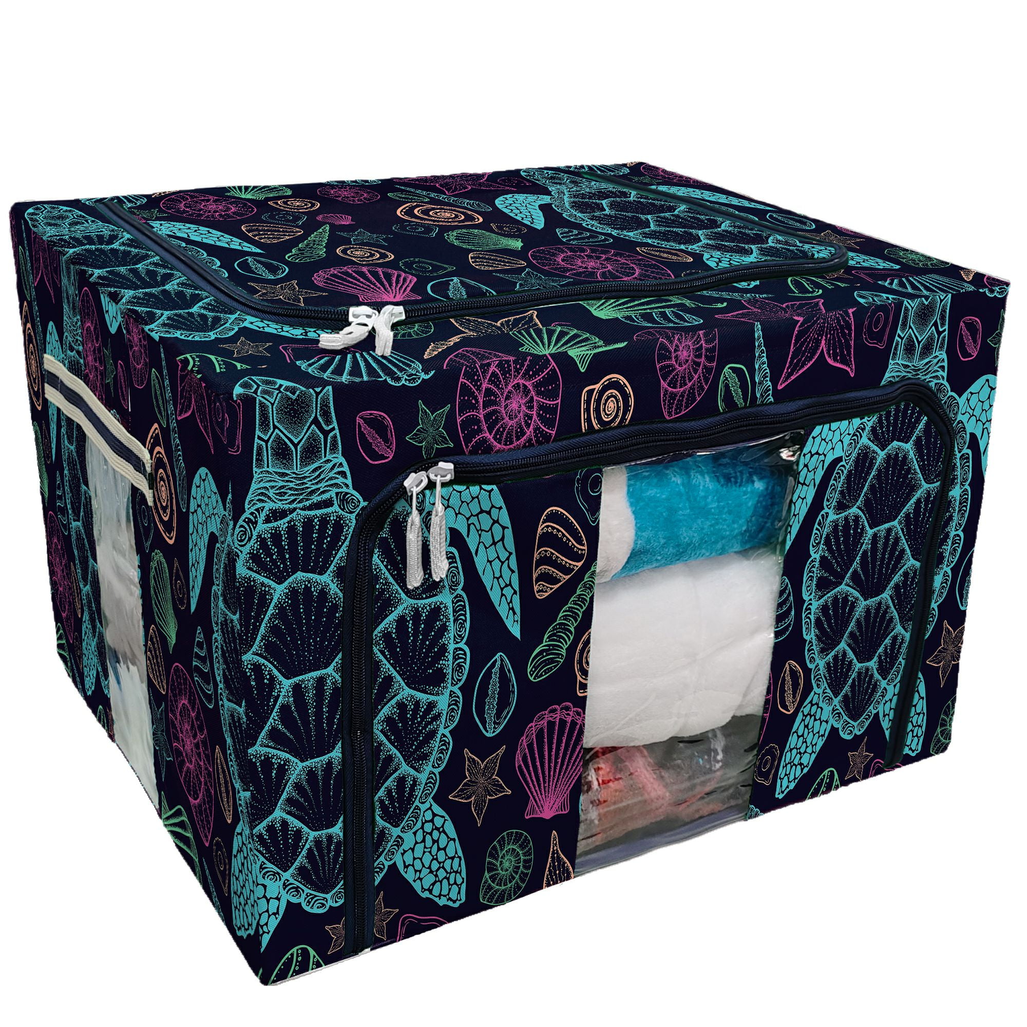 ABPHQTO Sea Turtle Shells In Line Art Style Storage Bag Clear Window ...