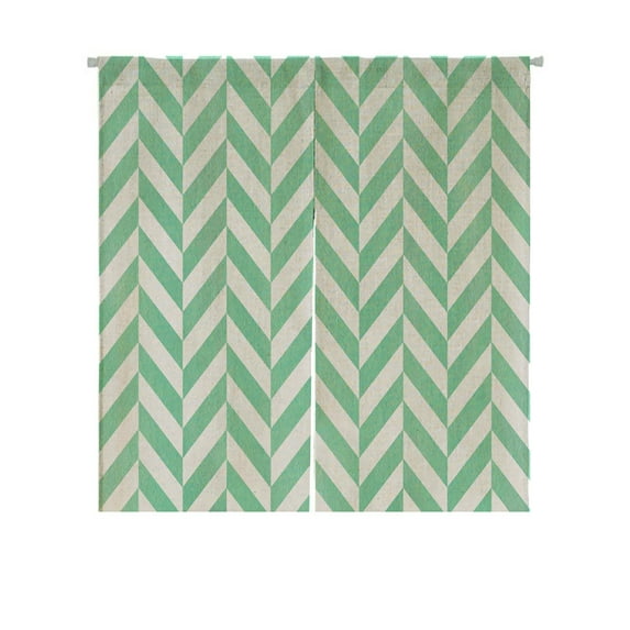 ABPHQTO Seafoam Blue Stripes Chevron Japanese Noren Curtain Doorway Door Window Treatment Curtains Cotton Linen Curtain 105x120 cm