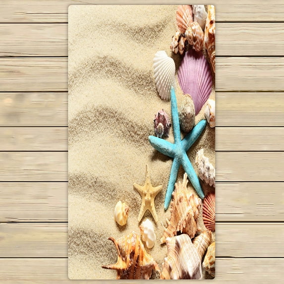 ABPHQTO Seashells Summer Sandy Beach Towels Beach Bath Pool Sprot Travel Hand Spa Towel 30x56 Inch