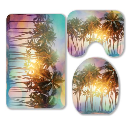 ABPHQTO Serenity Tropical Beach Instagram Filter 3 Piece Bathroom Rugs Set Bath Rug Contour Mat and Toilet Lid Cover