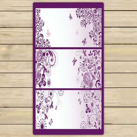 ABPHQTO Set Of Horizontal Violet Floral Greeting Banners Towels,Beach Bath Pool Sprot Travel Hand Spa Towel 30x56 Inch