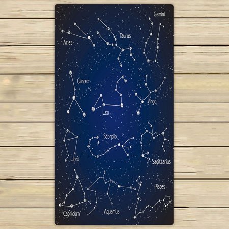 ABPHQTO Set Zodiac Constellations Space Stars Towels,Beach Bath Pool Sprot Travel Hand Spa Towel 30x56 Inch