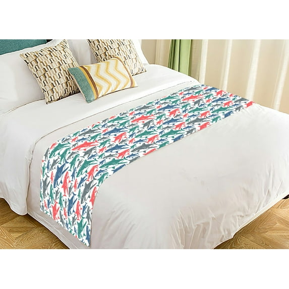 ABPHQTO Shark Bed Runner Bedding Scarf Bed Decoration 20x95 inch