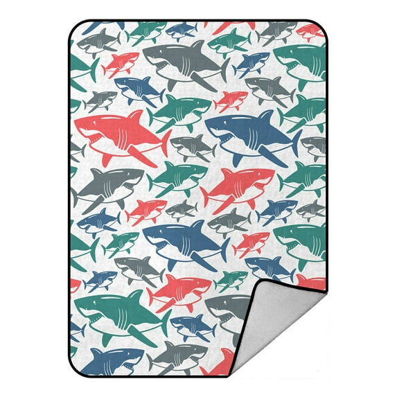 ABPHQTO Shark Fleece Blanket Fleece Back Throw Blanket 58x80inch