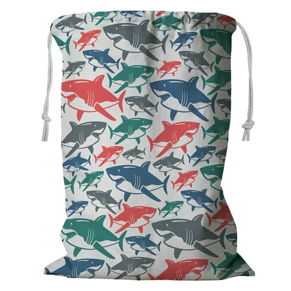 ABPHQTO Shark Storage Basket Laundry Bag with Drawstring 18x24 Inch