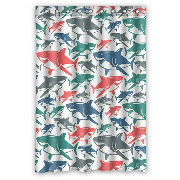 ABPHQTO Shark Waterproof Polyester Shower Curtain and Hooks For Home Decor 48x72 Inch