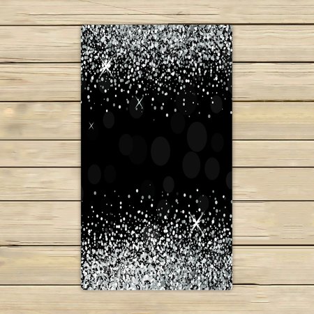 ABPHQTO Shiny Silver Glitter Black Towels Beach Bath Pool Sprot Travel Hand Spa Towel 16x28 Inch