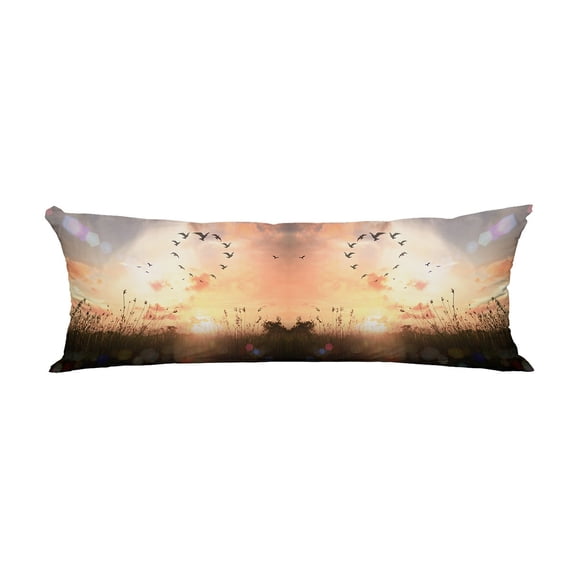 ABPHQTO Silhouette Birds Flying Shape Heart Meadow Autumn Sunrise Body Pillow Covers Pillow Case Protector Pillowcase 20x60 Inch