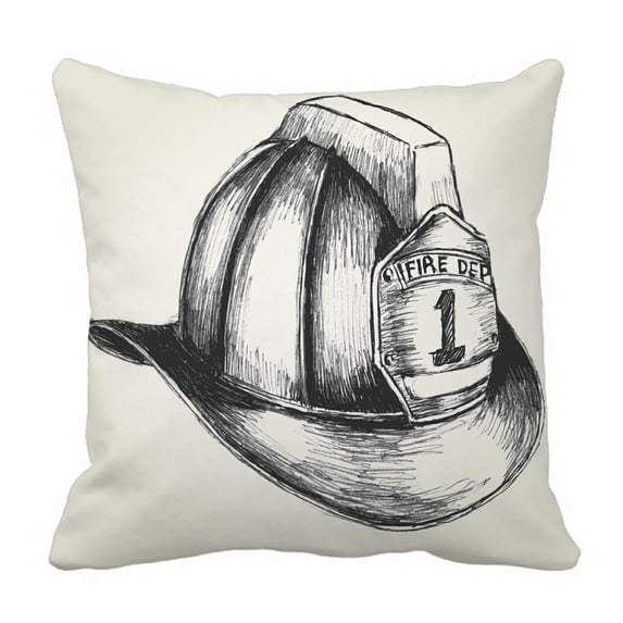 ABPHQTO Sketch Of A Firefighter Helmet Pillow Case Pillow Cover Pillow Protector Two Sides For Couch Bed 18x18 Inch