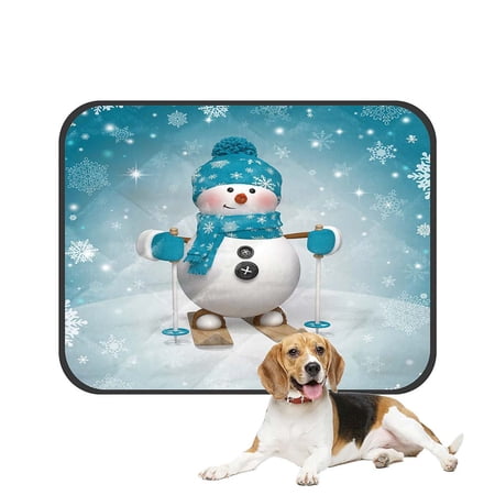 ABPHQTO Skiing Snowman Pet Dog Cat Bed Pee Pads Mat Cushion Potty Dogsblankets Crate Bed Kennel 20x24 inch