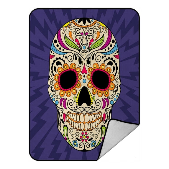 ABPHQTO Skull Fleece Blanket Fleece Back Throw Blanket 58x80 Inch